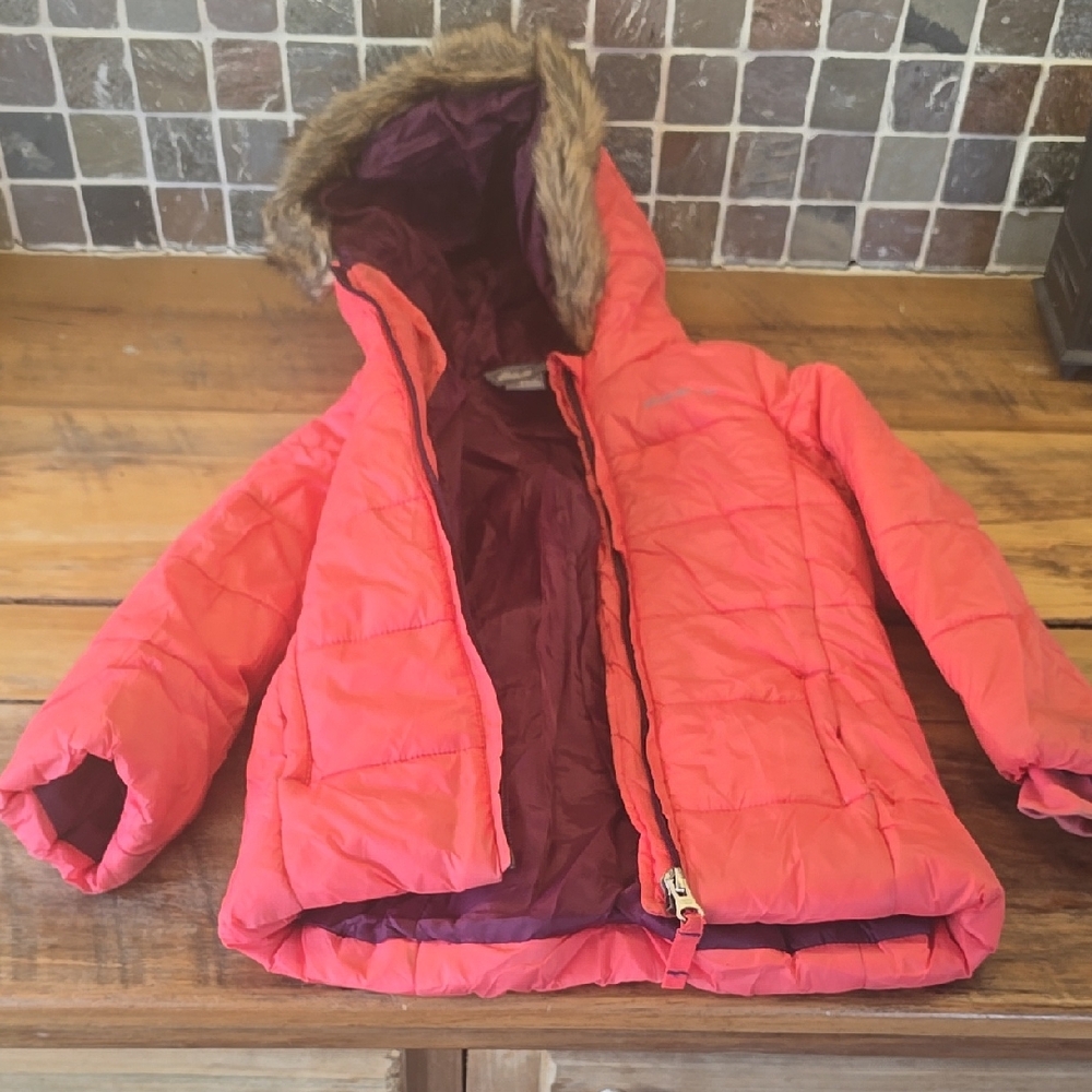 Children's Puffer Jacket with Faux Fur Hood. Eddie Bauer